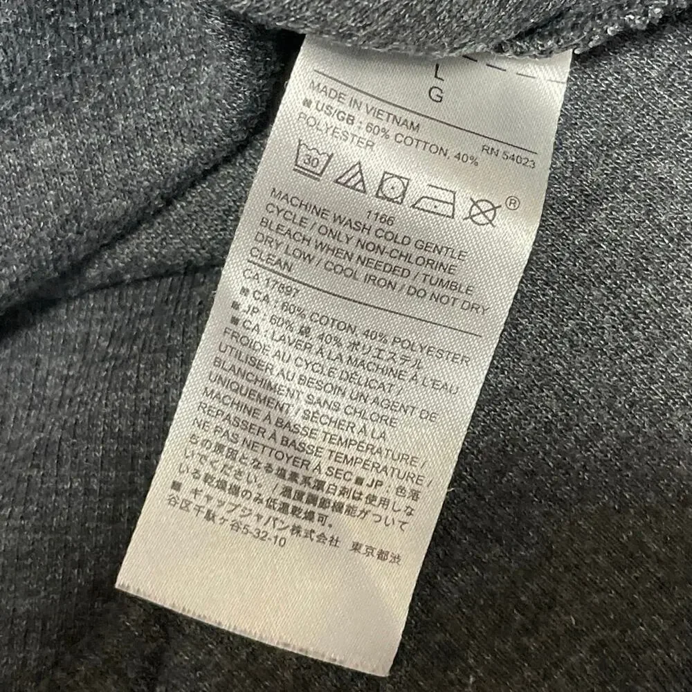Banana Republic Men's Dark Gray Knit Long Sleeve Henley T Shirt Tee Top Size L